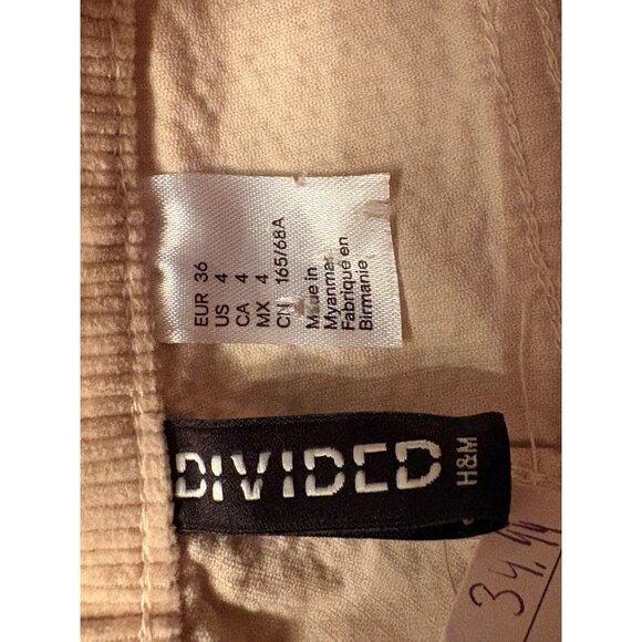 Beige Corduroy Wide Leg Pants For Quirky Fashion Lovers Size 4 - Picture 10 of 11